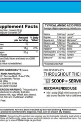 Supplement facts for USN Vibrance Collagen Peptides, detailing ingredients and amino acid profile.