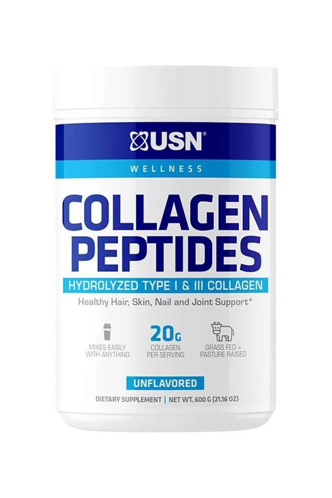 USN Collagen Peptides - Unflavored, Hydrolyzed Type I & III Collagen, 20g per serving, supports hair, skin, nails, joints.