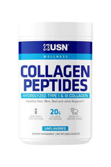 USN Collagen Peptides - Unflavored, Hydrolyzed Type I & III Collagen, 20g per serving, supports hair, skin, nails, joints.