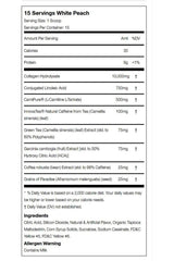Nutritional information for USN Weight Loss Collagen in White Peach flavor, highlighting key ingredients and health benefits.