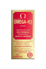 Vitabiotics Omega-H3 Original capsules box with bio-formula for health and vitality benefits.
