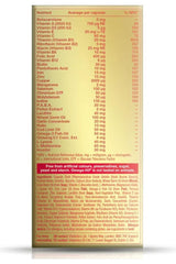 Nutritional information label for Vitabiotics Omega-H3 Original 30 capsules, showcasing vitamins and minerals.