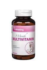 Vitaking 9 Month Multivitamin bottle with 60 tablets for pregnant and nursing mothers, promoting immune and bone health.