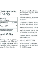 Supplement facts label for Vitaking Acai Berry 3000 mg, detailing ingredients and usage recommendations.