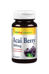 Vitaking Acai Berry 3000mg bottle, 60 softgels, packed with antioxidants and nutrients.