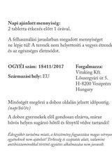 Daily recommended dosage for Vitaking product, advising 2 tablets before meals, with storage and quality information.