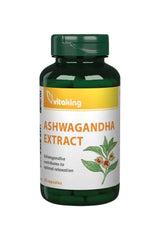 Vitaking Ashwagandha Extract 240 mg supplement bottle with 60 capsules for relaxation and health benefits.