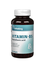 Vitaking Vitamin B5 softgels bottle, supports energy production and healthy skin, 90 count.