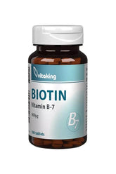 Vitaking B7 Biotin 900 mcg bottle with 100 tablets for hair, skin, and nail health.
