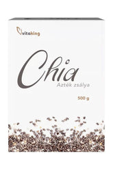 Vitaking Chia Seeds package, 500 g, featuring benefits of omega-3 and antioxidants, ideal for health and wellness.
