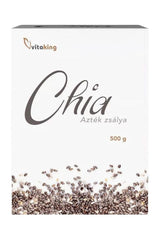 Vitaking Chia Seeds package, 500 g, featuring benefits of omega-3 and antioxidants, ideal for health and wellness.
