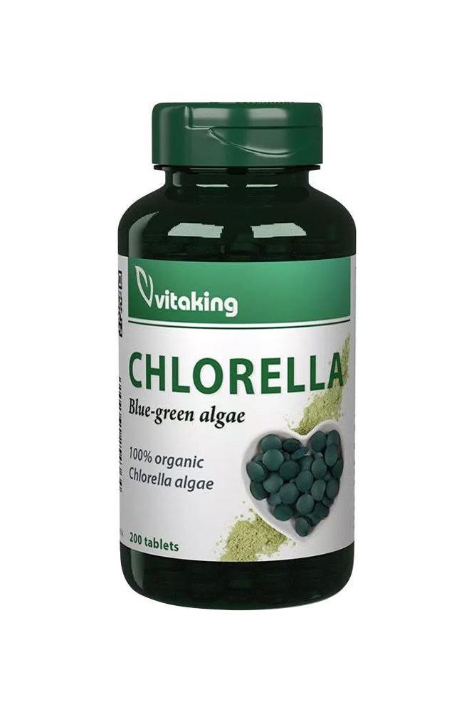 Vitaking Chlorella Blue-Green Algae 500 mg bottle with 200 tablets for energy and immune support.