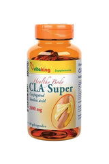 Vitaking CLA Super 2000 mg supplement bottle with 60 softgels for healthy body support.