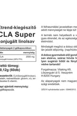 Vitaking CLA Super 2000 mg softgels label showcasing ingredients and health benefits.