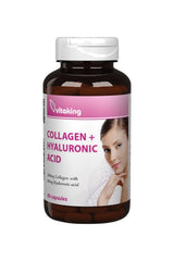 Vitaking Collagen + Hyaluronic Acid bottle with 60 capsules for skin health and elasticity.