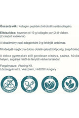 Vitaking Collagen Powder packaging details with ingredients, preparation instructions, and dietary certifications.