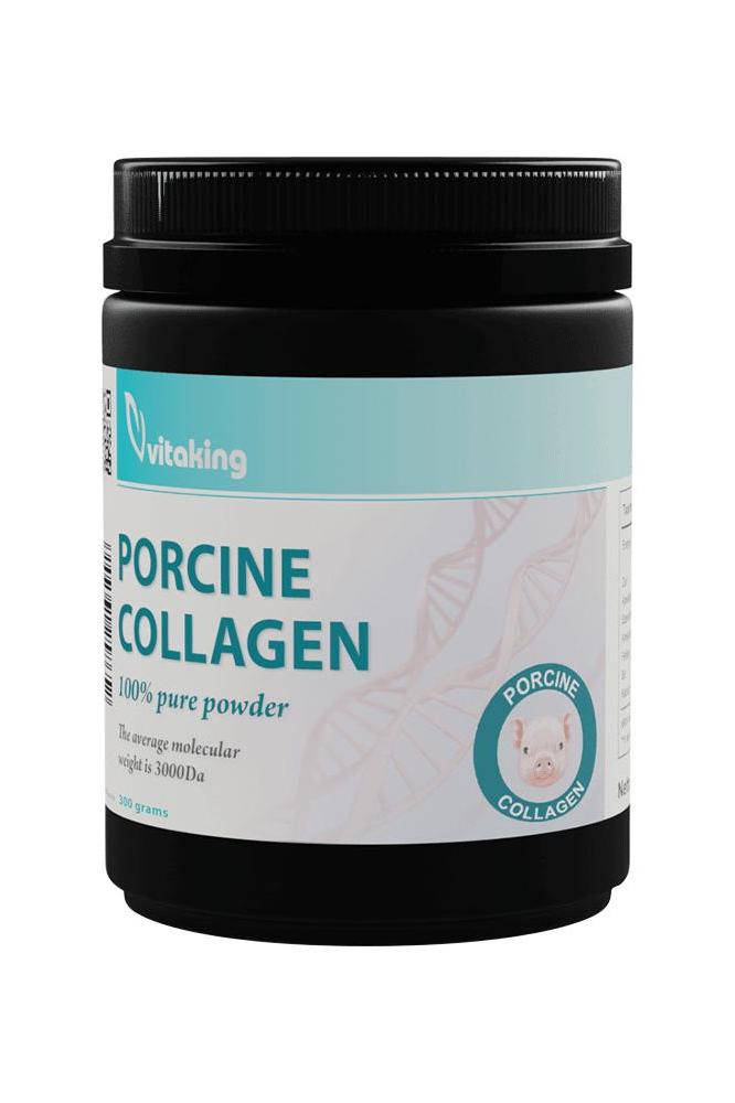 Vitaking Porcine Collagen Powder jar, 300 g, promoting skin health, hair, nails, and joint support.