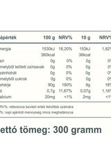 Nutritional information table for Vitaking Collagen Powder, detailing energy and nutrient values per 100g and 10g servings.