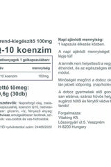 Vitaking CoQ10 100 mg softgel supplement nutritional information label.