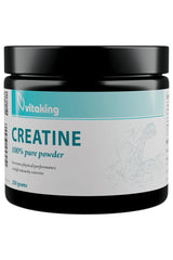 Vitaking Creatine 100% Pure Powder in jar, 250g for enhanced physical performance during intense exercises.