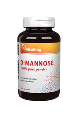 Vitaking D-Mannose 100% pure powder in a 100g bottle for health benefits.