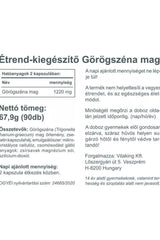 Vitaking Fenugreek seed nutritional information label with ingredients and dosage details.