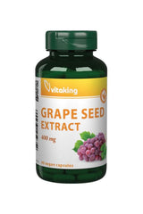 Vitaking Grapeseed Extract 400 mg bottle with 90 vegan capsules for antioxidants and heart health.