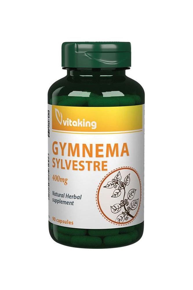 Vitaking Gymnema Sylvestre 400 mg supplement bottle with 90 capsules for blood sugar regulation.