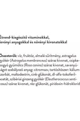 Ingredient list for an herbal nutritional supplement including vitamins and extracts.