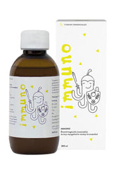 Vitaking Immuno Syrup for children in a 200 ml bottle, featuring a playful design and fostering immune support.