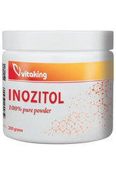 Vitaking Inositol 100% pure powder 200 g container, supports brain health and stress reduction.