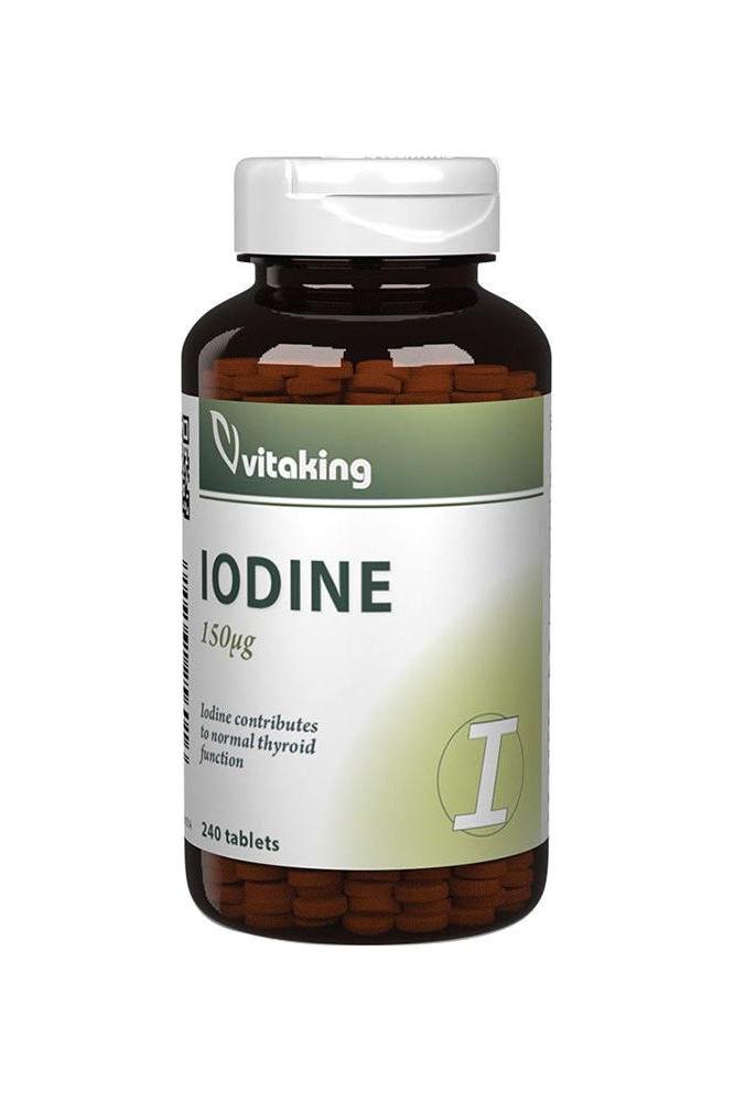 Vitaking Iodine 240 Tablets bottle, supports thyroid function and metabolism.