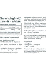 Vitaking L-Carnitine 680 mg supplement label, highlighting ingredients and usage information.