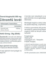 Vitaking Lemon Balm 500 mg supplement label showing ingredients and usage instructions for relaxation and cognitive support.