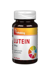 Vitaking Lutein 20 mg softgels bottle, promoting eye health and antioxidant properties, 60 count.