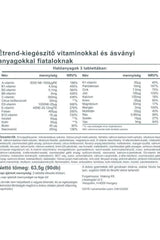 Nutritional information for Vitaking Mega Vitamin for Teens, detailing vitamin and mineral content per serving.