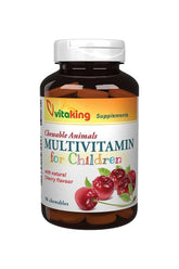 Vitaking multivitamin for children in chewable form, featuring natural cherry flavor, 90 tablets.