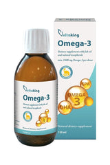 Vitaking Omega-3 liquid supplement, 2500 mg per dose, 150 ml bottle for heart and brain health.