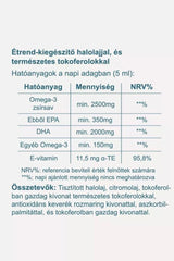 Nutrition facts for Vitaking Omega-3 liquid, displaying omega-3 content and ingredients per serving.