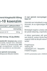 Label of Vitaking Q-10 Coenzyme 60 mg softgels, detailing ingredients and usage instructions.