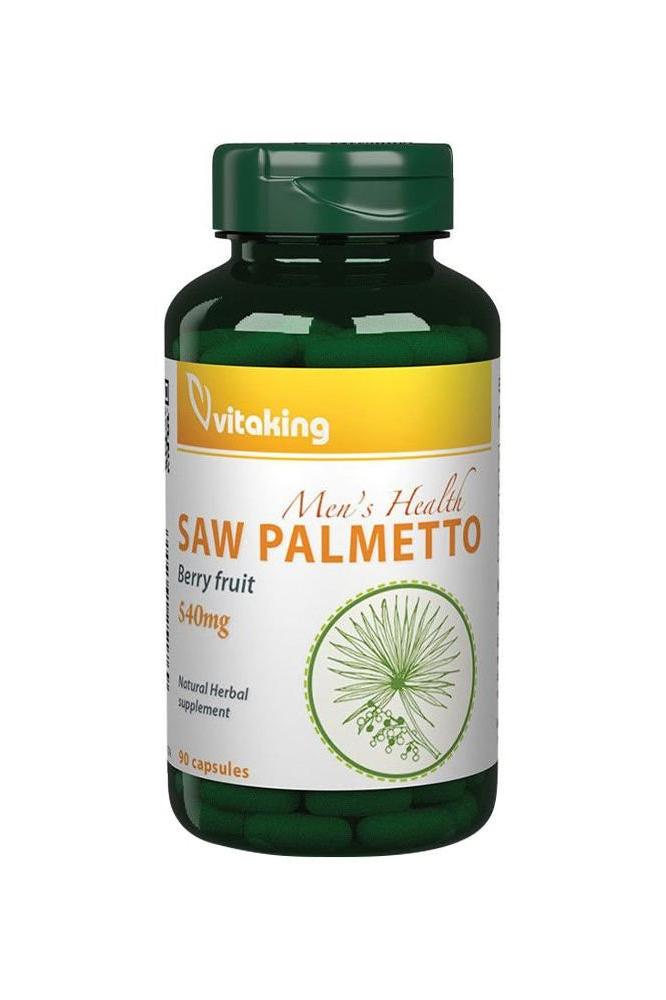 Vitaking Saw Palmetto 540 mg supplement bottle with 90 capsules for men's health.