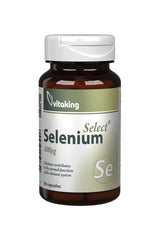 Vitaking Selenium Select supplement bottle with 90 capsules, supports immune system and antioxidant protection.
