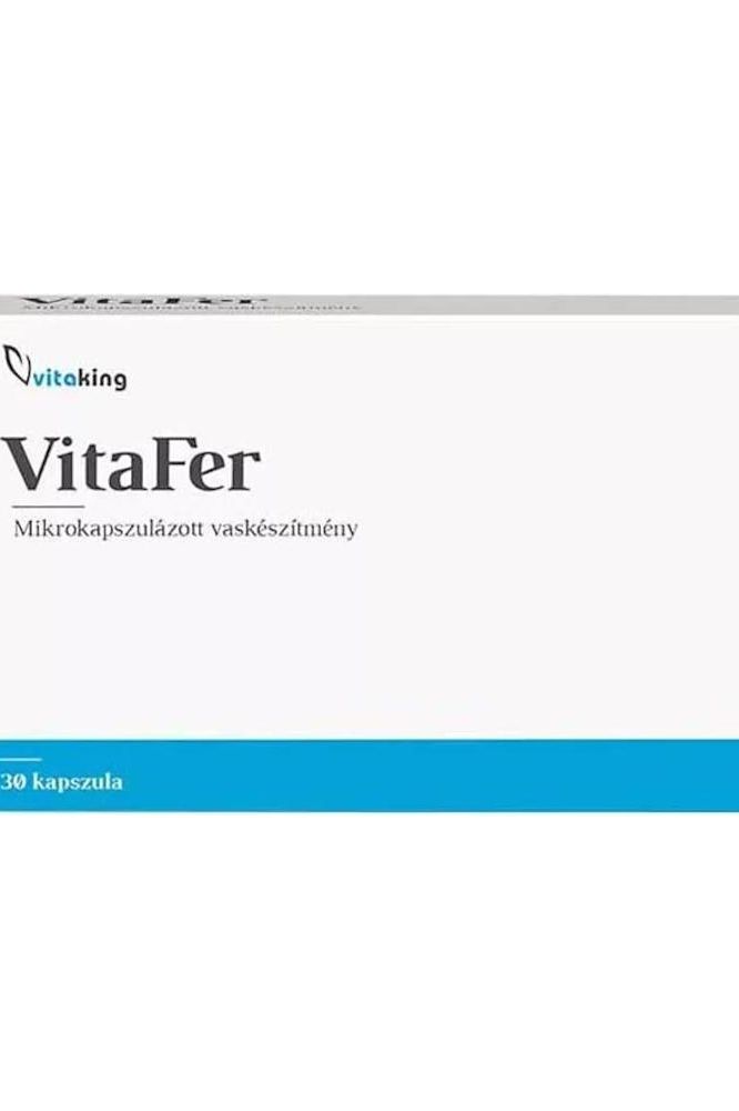 Vitaking Vitafer supplement box, 30 capsules, designed to boost iron levels and support immunity.