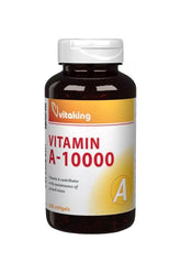 Vitaking Vitamin A-10000 softgel bottle for healthy skin, vision, and immune function, 250 softgels.