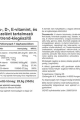 Nutrition facts label for Vitaking A, D, E vitamins plus Selenium dietary supplement in Hungarian.