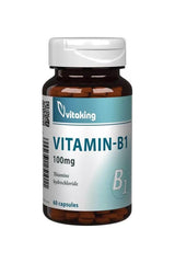 Vitaking Vitamin B1 100 mg bottle with 60 capsules for energy metabolism and nerve function support.