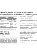 Vitaking Vitamin C 1000 mg label with Citrus Bioflavonoids and Acerola supplement details.