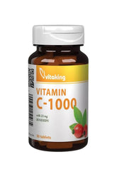 Vitaking Vitamin C 1000 mg with Rosehip, 30 tablets, supports immune health and energy metabolism.