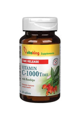 Vitaking Vitamin C-1000 Time Release with Rosehips, 60 tablets for immune support and antioxidant protection.