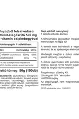 Vitaking Vitamin C-500 Time Release label with rosehips, 500mg Vitamin C, 100 tablets, nutritional information.
